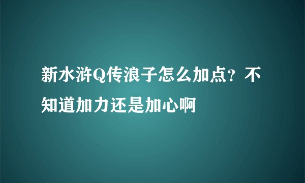 新水浒Q传浪子怎么加点？不知道加力还是加心啊