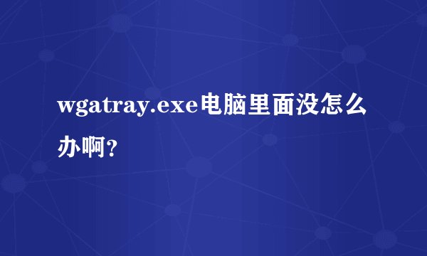 wgatray.exe电脑里面没怎么办啊？