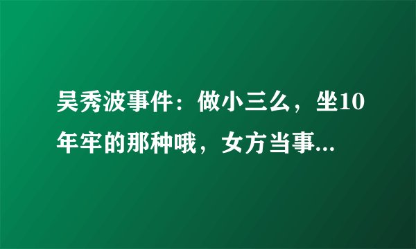 吴秀波事件：做小三么，坐10年牢的那种哦，女方当事人陈昱霖到底是何许人也?