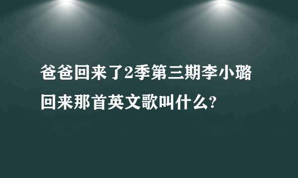 爸爸回来了2季第三期李小璐回来那首英文歌叫什么?