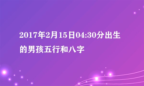2017年2月15日04:30分出生的男孩五行和八字
