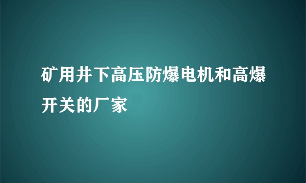 矿用井下高压防爆电机和高爆开关的厂家