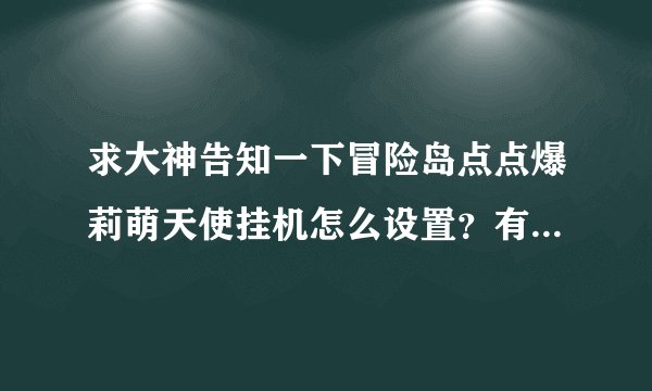 求大神告知一下冒险岛点点爆莉萌天使挂机怎么设置？有没有全屏设置？已经四转了的。