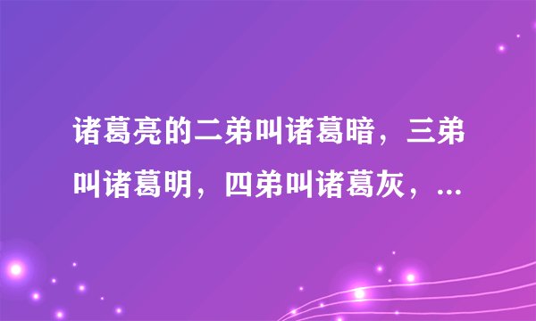 诸葛亮的二弟叫诸葛暗，三弟叫诸葛明，四弟叫诸葛灰，请问他的大哥叫什么