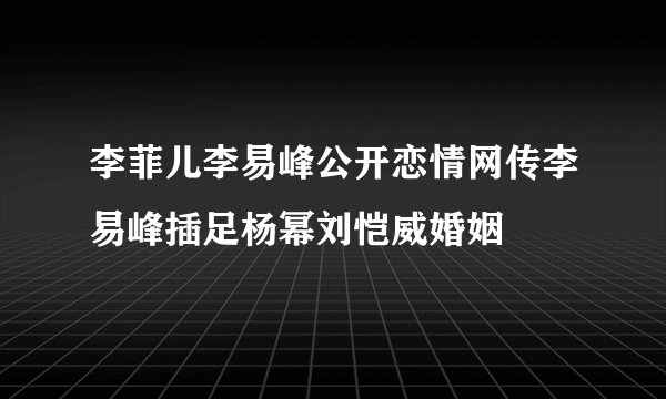 李菲儿李易峰公开恋情网传李易峰插足杨幂刘恺威婚姻