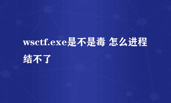 wsctf.exe是不是毒 怎么进程结不了
