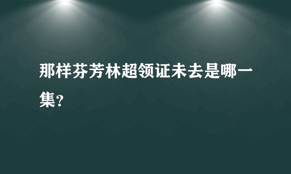 那样芬芳林超领证未去是哪一集？