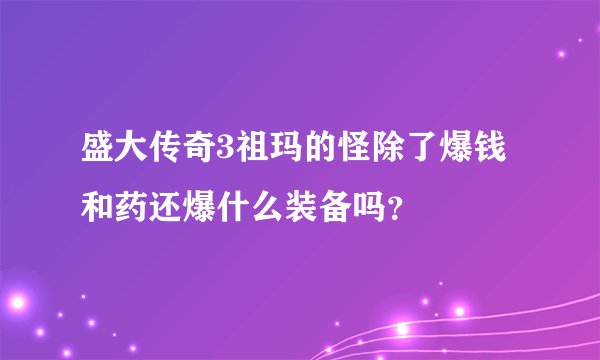 盛大传奇3祖玛的怪除了爆钱和药还爆什么装备吗？