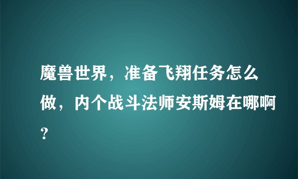 魔兽世界，准备飞翔任务怎么做，内个战斗法师安斯姆在哪啊？