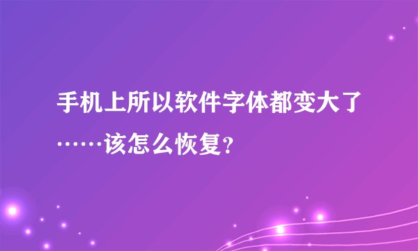 手机上所以软件字体都变大了……该怎么恢复？
