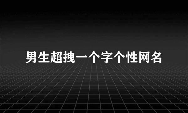 男生超拽一个字个性网名