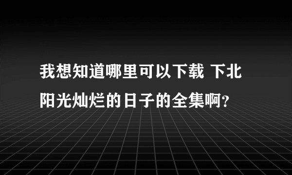 我想知道哪里可以下载 下北阳光灿烂的日子的全集啊？