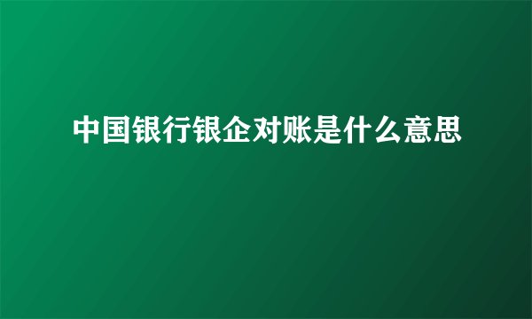 中国银行银企对账是什么意思