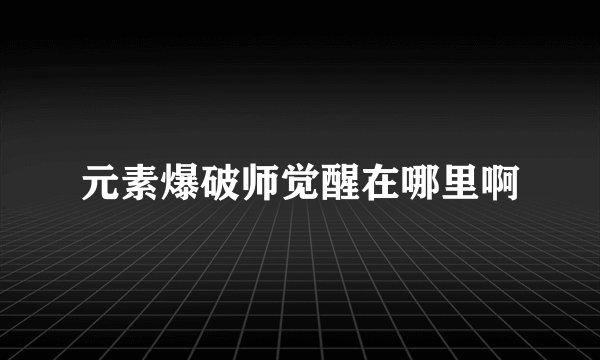 元素爆破师觉醒在哪里啊