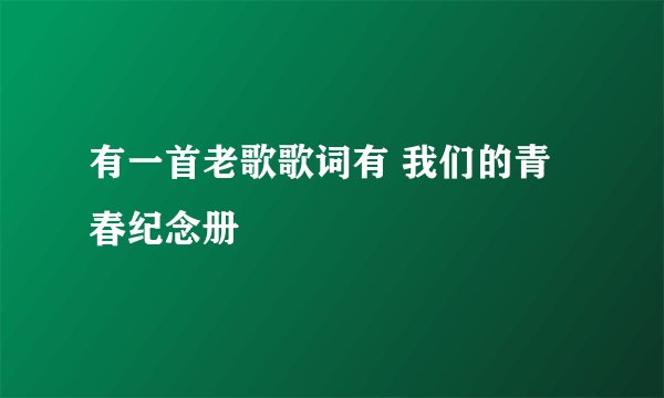 有一首老歌歌词有 我们的青春纪念册