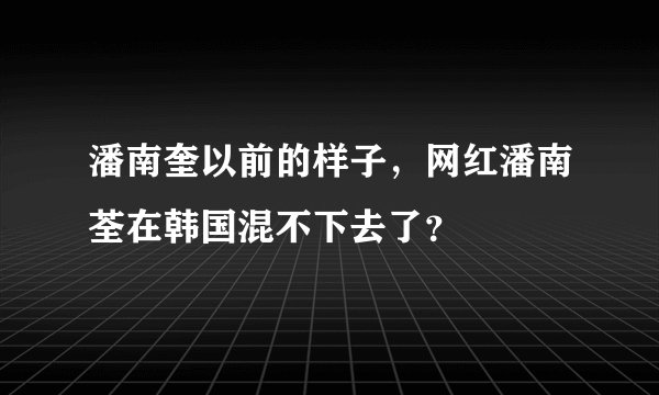 潘南奎以前的样子，网红潘南荃在韩国混不下去了？