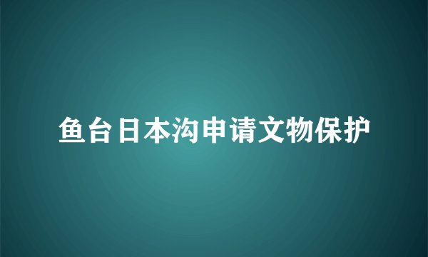 鱼台日本沟申请文物保护