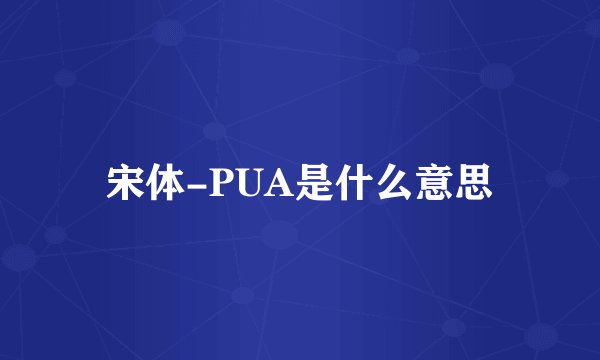 宋体-PUA是什么意思