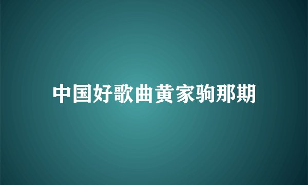 中国好歌曲黄家驹那期