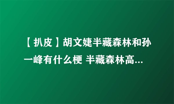 【扒皮】胡文婕半藏森林和孙一峰有什么梗 半藏森林高中黑历史怎么火的男朋友是谁