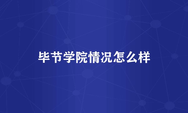毕节学院情况怎么样