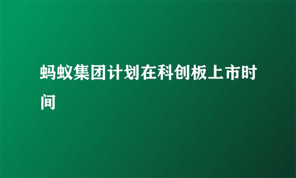 蚂蚁集团计划在科创板上市时间