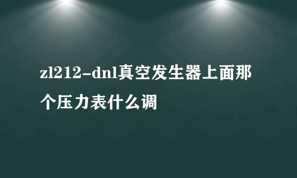 zl212-dnl真空发生器上面那个压力表什么调