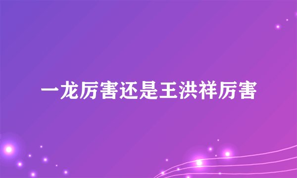 一龙厉害还是王洪祥厉害