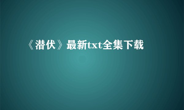 《潜伏》最新txt全集下载