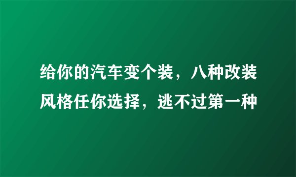 给你的汽车变个装，八种改装风格任你选择，逃不过第一种