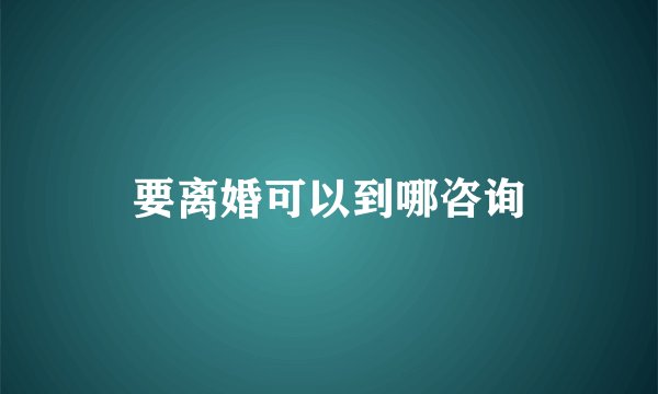 要离婚可以到哪咨询