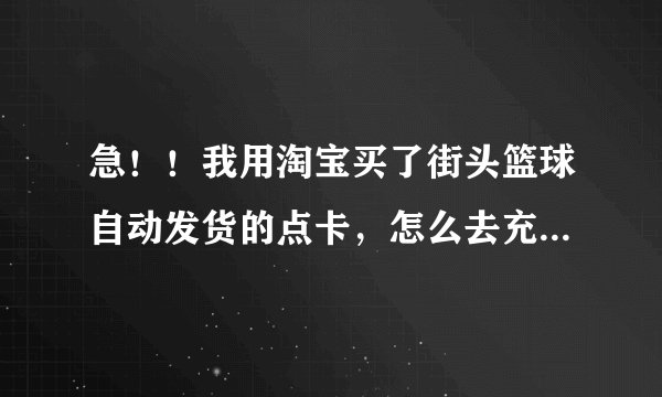 急！！我用淘宝买了街头篮球自动发货的点卡，怎么去充值显示库存不足无法购买？？
