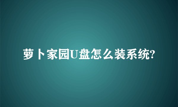 萝卜家园U盘怎么装系统?