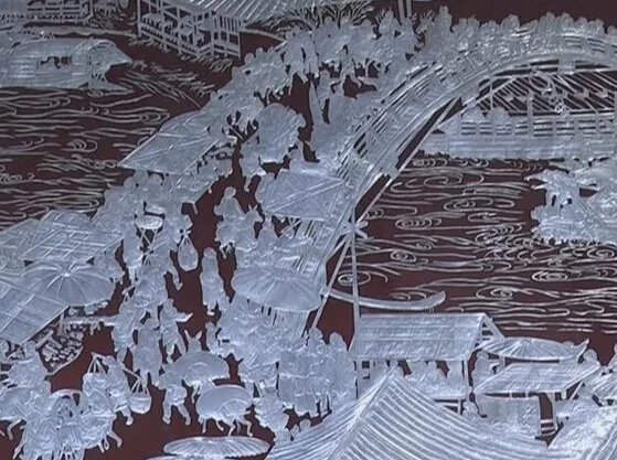 世界上最长的易拉罐版《清明上河图》，长达28米（6000个易拉罐）