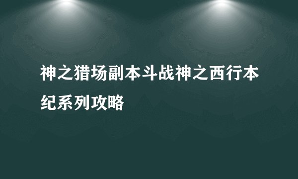 神之猎场副本斗战神之西行本纪系列攻略