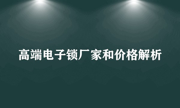高端电子锁厂家和价格解析
