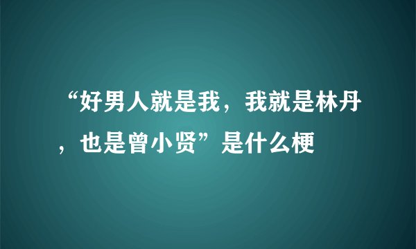 “好男人就是我，我就是林丹，也是曾小贤”是什么梗