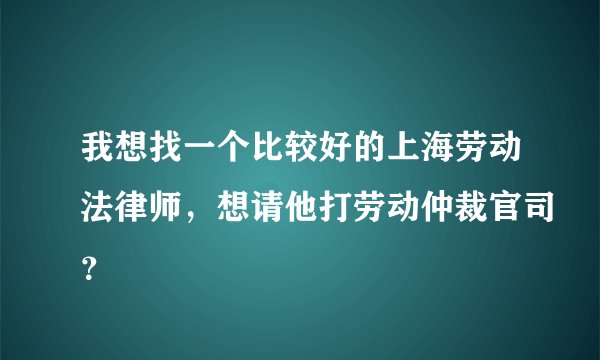 我想找一个比较好的上海劳动法律师，想请他打劳动仲裁官司？