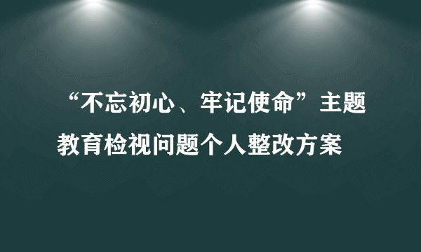 “不忘初心、牢记使命”主题教育检视问题个人整改方案