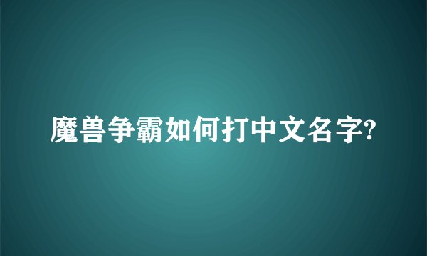 魔兽争霸如何打中文名字?