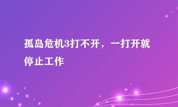 孤岛危机3打不开，一打开就停止工作