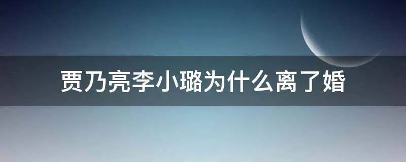 贾乃亮李小璐为什么离了婚