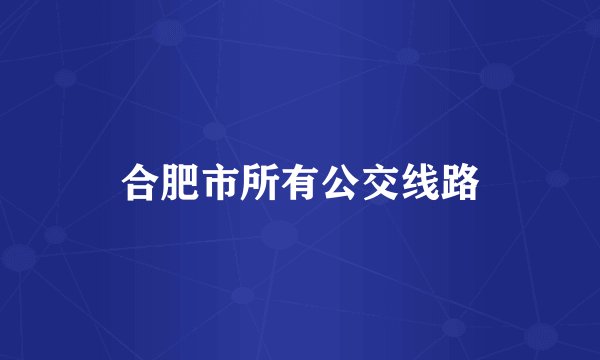 合肥市所有公交线路