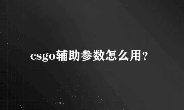 csgo辅助参数怎么用？