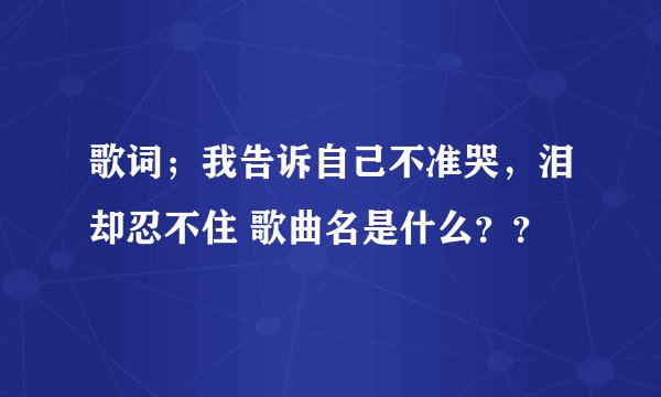 歌词；我告诉自己不准哭，泪却忍不住 歌曲名是什么？？