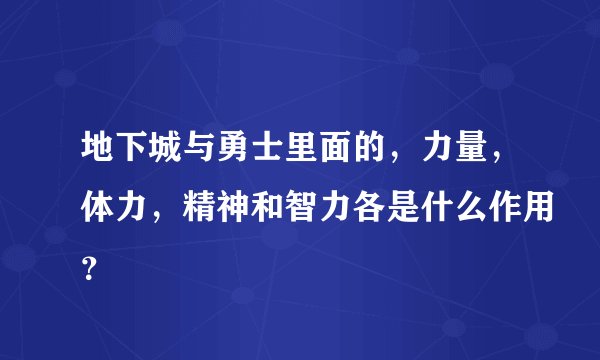 地下城与勇士里面的，力量，体力，精神和智力各是什么作用？