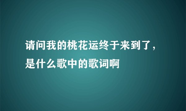 请问我的桃花运终于来到了，是什么歌中的歌词啊