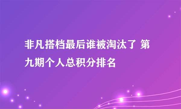 非凡搭档最后谁被淘汰了 第九期个人总积分排名