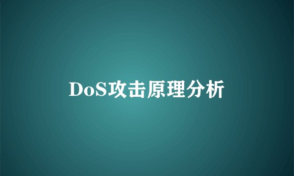 DoS攻击原理分析