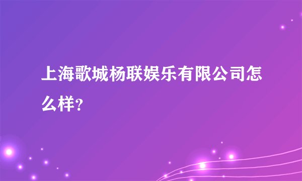 上海歌城杨联娱乐有限公司怎么样？